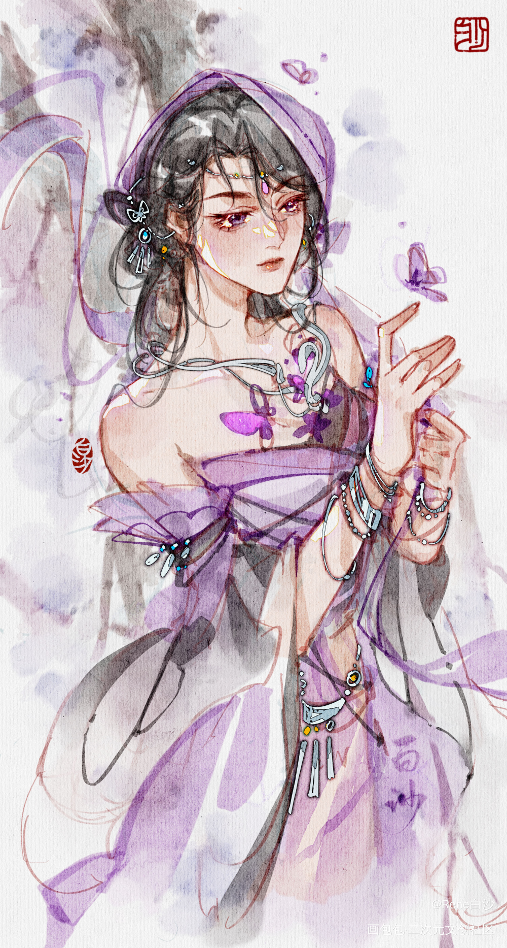 好久没画画了，摸一下~🎨_剑网3毒姐五毒绘画作品