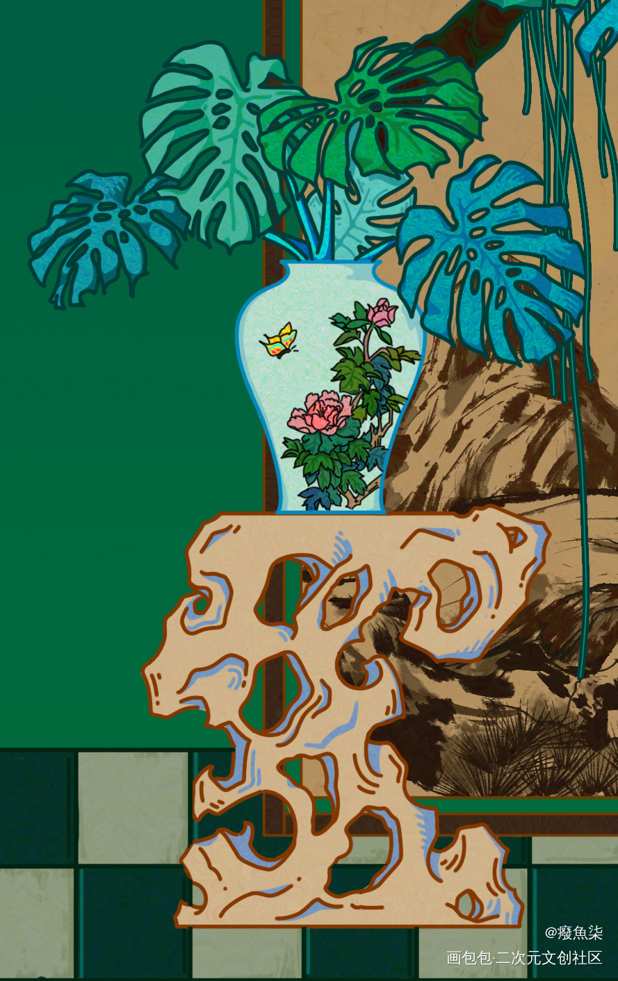 偶尔画点其他的_个人设计插画创意绘画原创古风原创板绘插画绘画作品