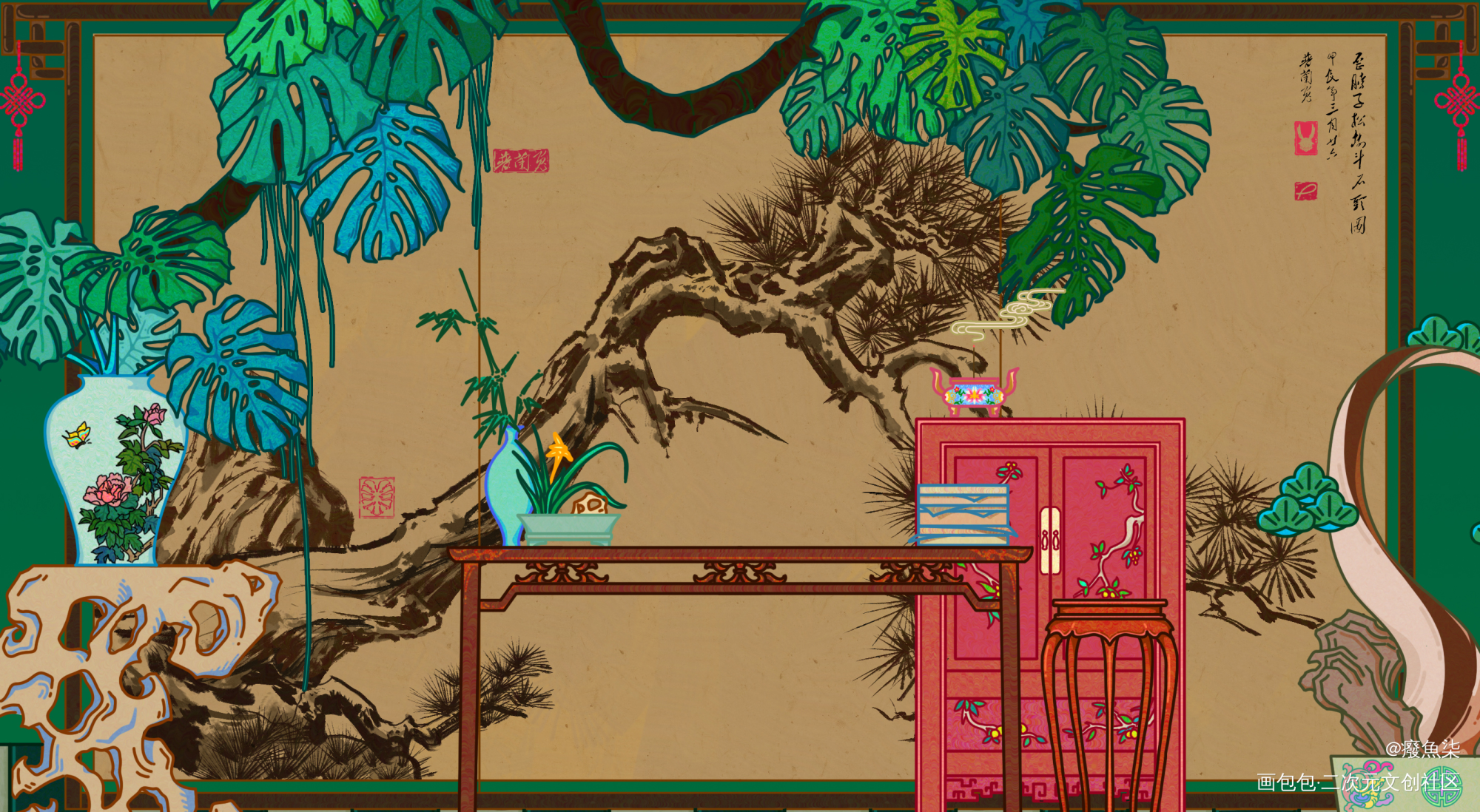 偶尔画点其他的_个人设计插画创意绘画原创古风原创板绘插画绘画作品