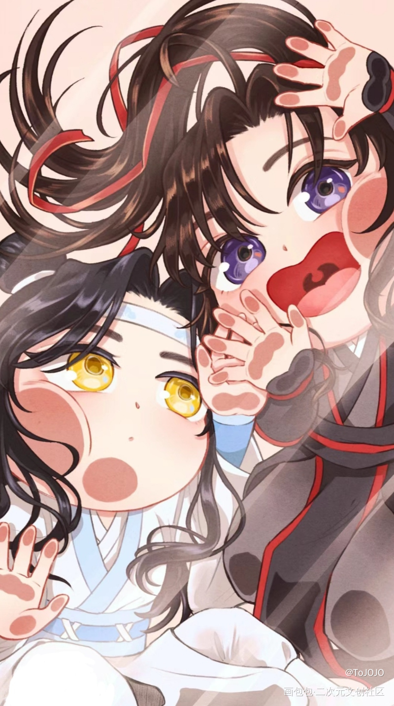 捕捉到两只小可爱啊😍_魔道祖师蓝忘机·魔道祖师魏无羡·魔道祖师蓝忘机魏无羡绘画作品