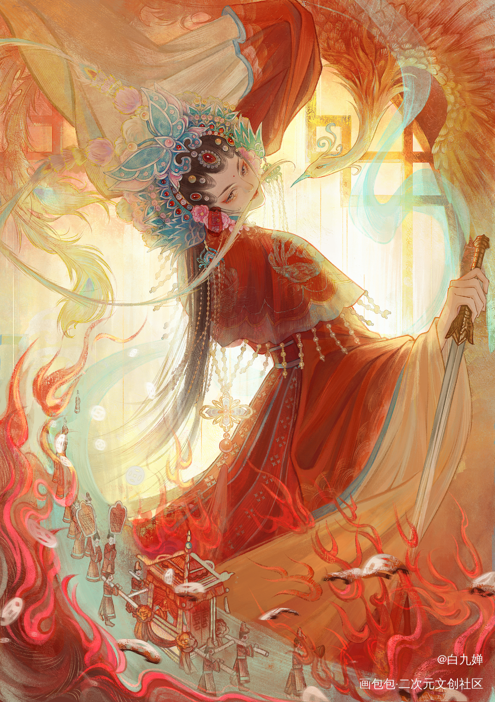戏_瞎画水墨中国风国风古风插画绘画绘画作品