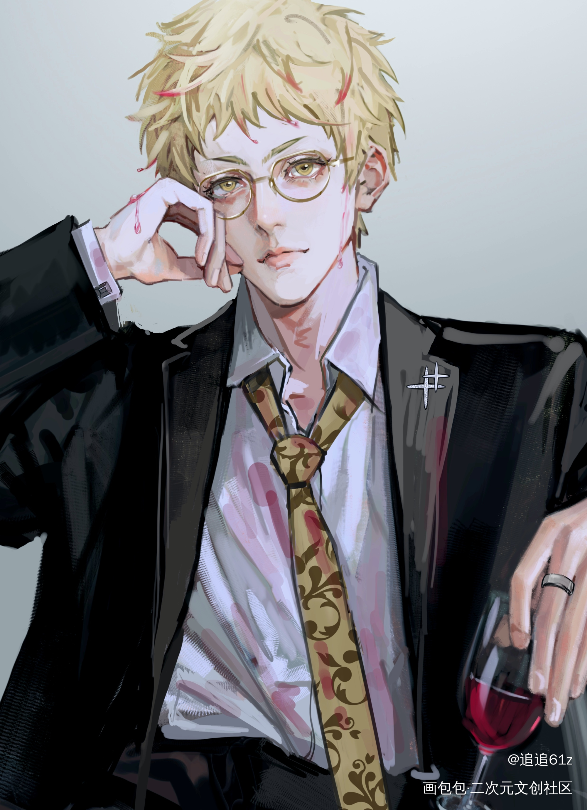 泼泼红酒🍷_排球少年厚涂插画月岛萤procreate画画绘画绘画作品