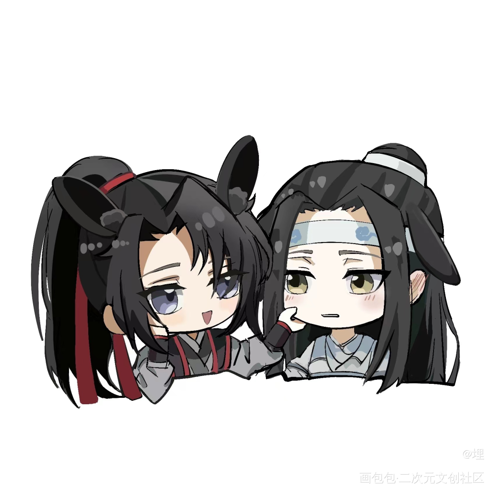 超级可爱的两个宝宝_魔道祖师蓝忘机·魔道祖师魏无羡·魔道祖师蓝忘机魏无羡手工国风手绘可爱古风Q版绘画作品
