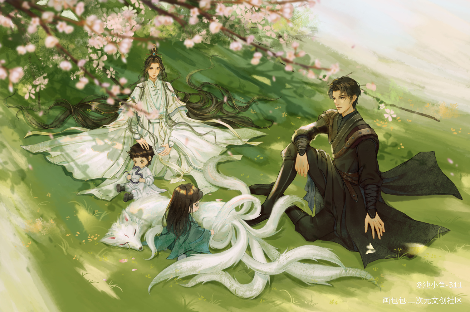 提灯映桃花_提灯映桃花同人淮上摸鱼板绘绘画作品
