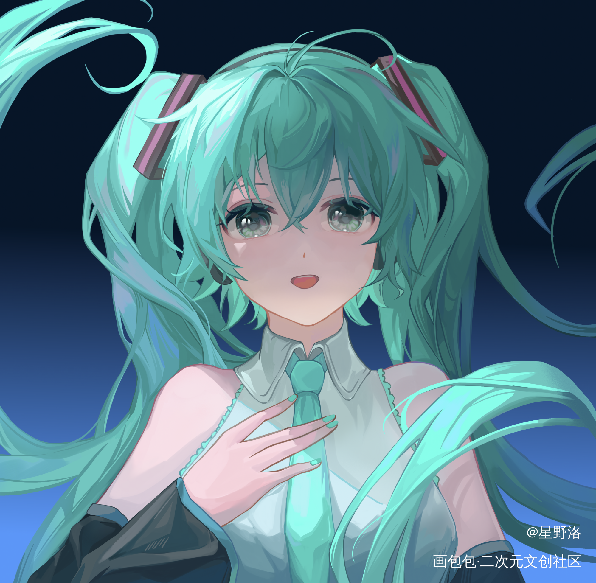画了miku大头_初音未来头像初音miku绘画作品