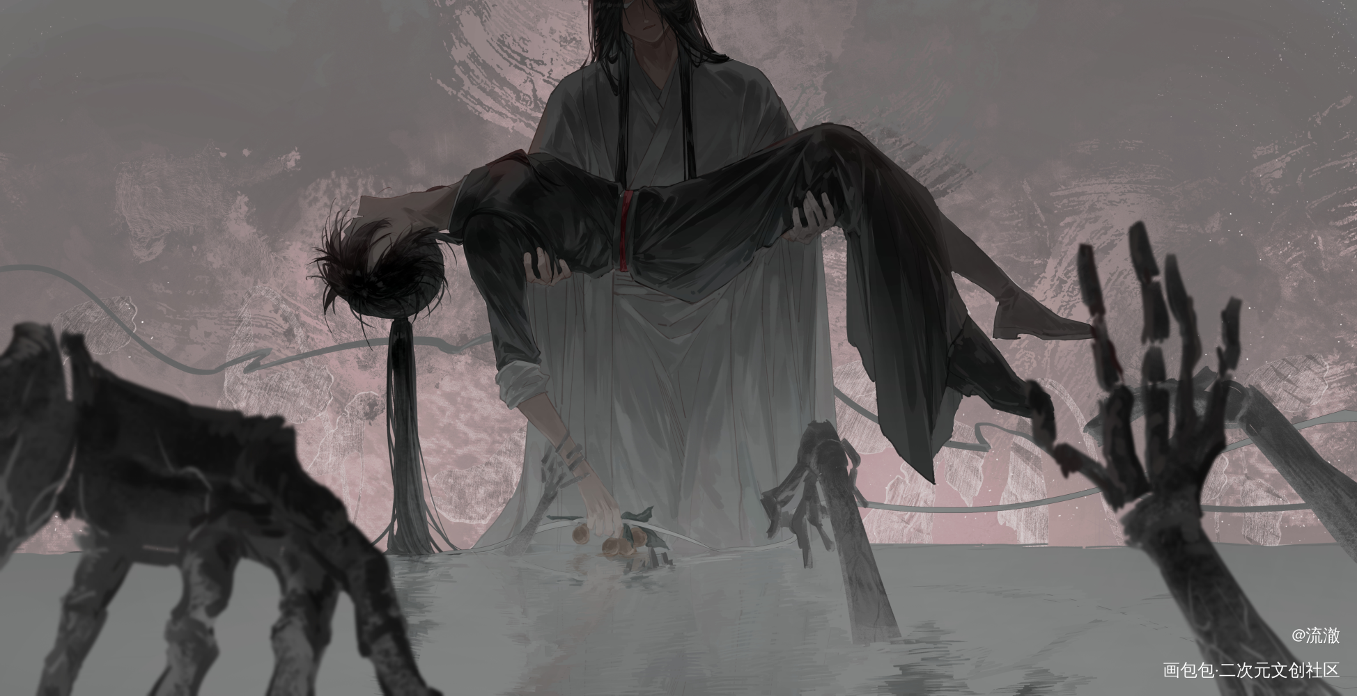 “你有没有后悔过。”_魔道祖师忘羡绘画作品