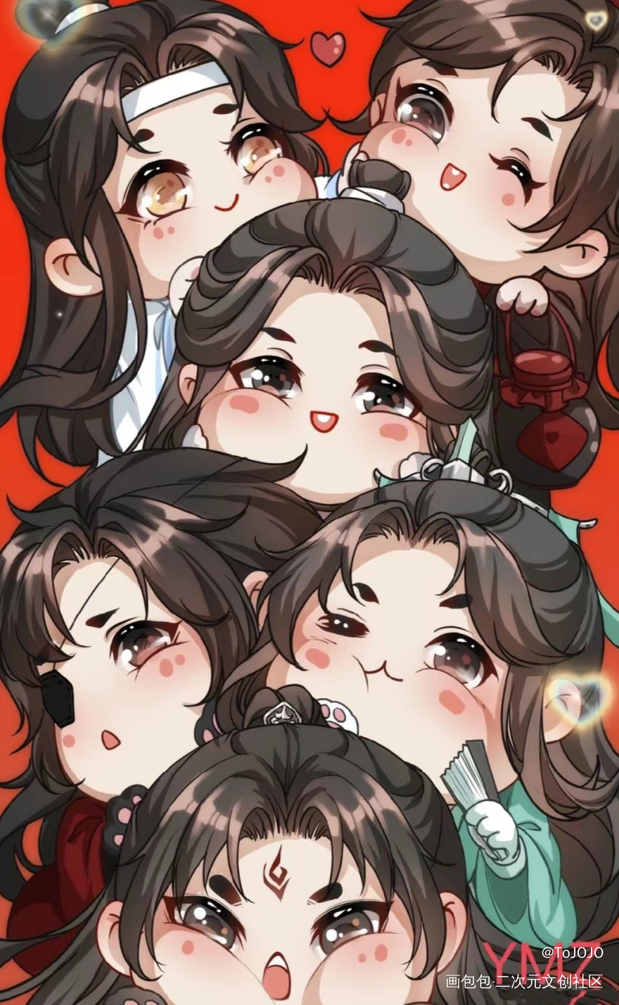 墨家六只墩儿墩儿的小肉包啊_人渣反派自救系统天官赐福魔道祖师沈清秋洛冰河谢怜花城蓝忘机魏无羡绘画作品