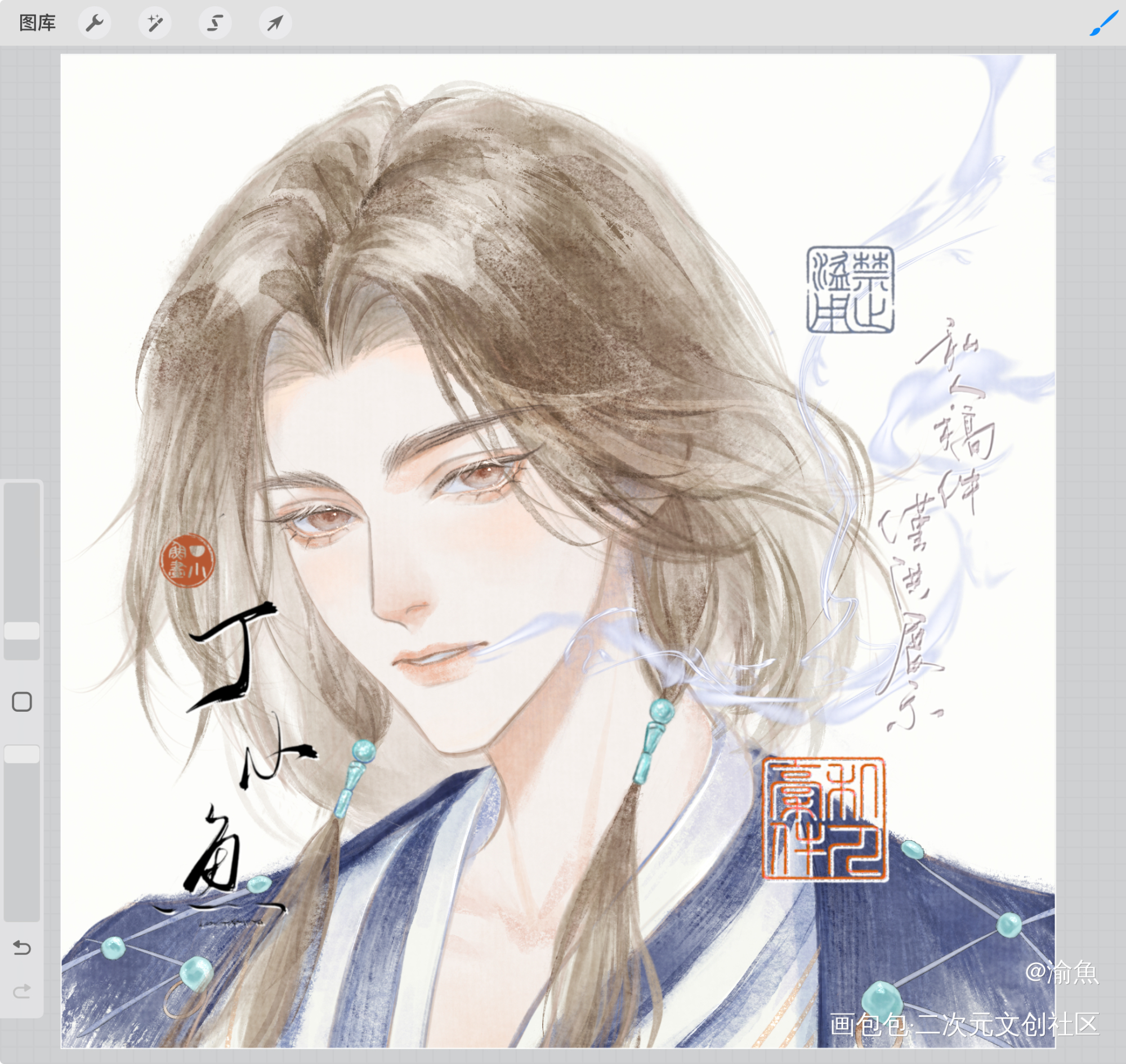 周瑜哥哥_代号鸢周瑜·代号鸢水墨头像代号鸢周瑜付费委托头像约稿绘画作品