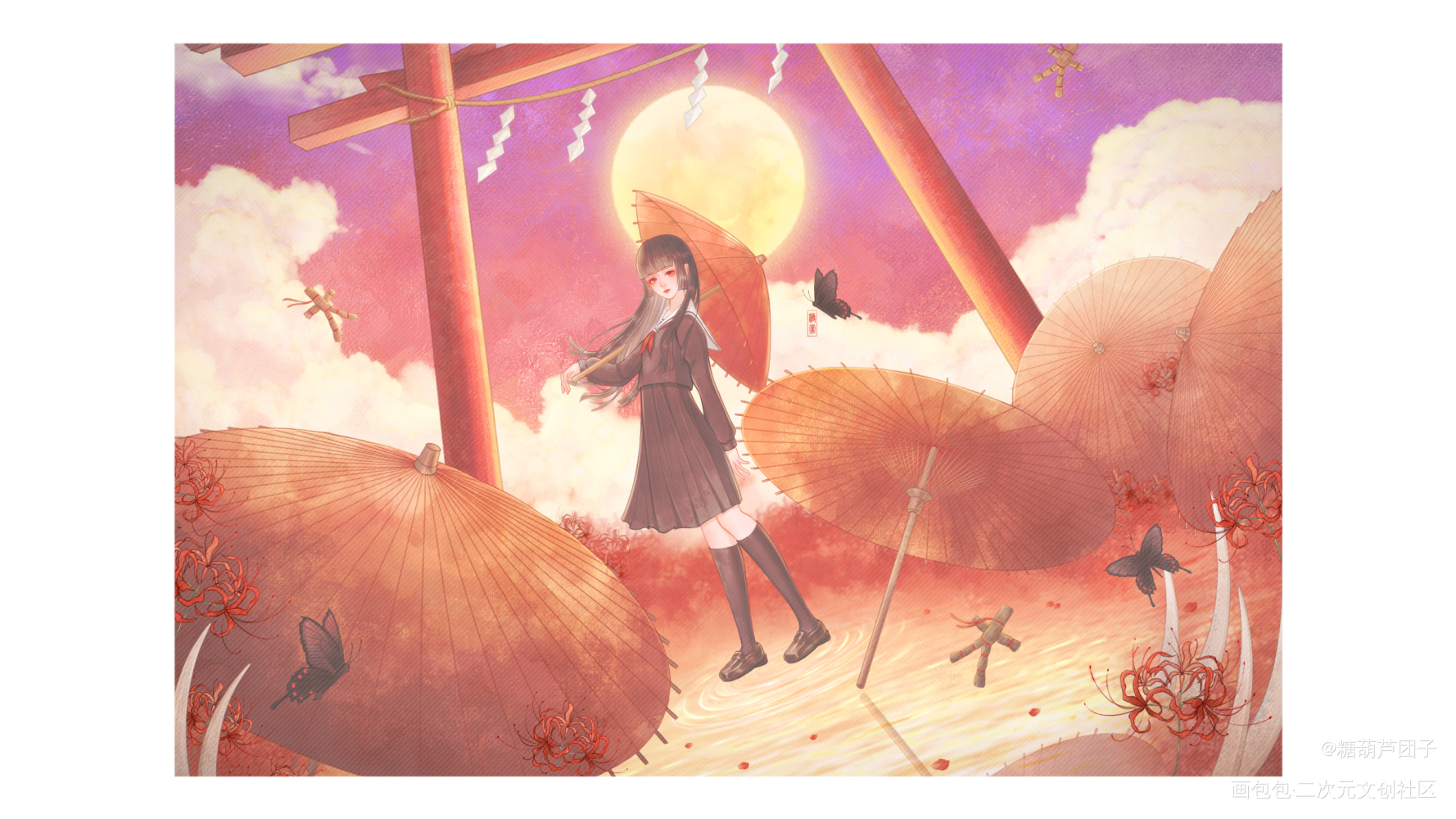 摸了_阎魔爱板绘绘画作品
