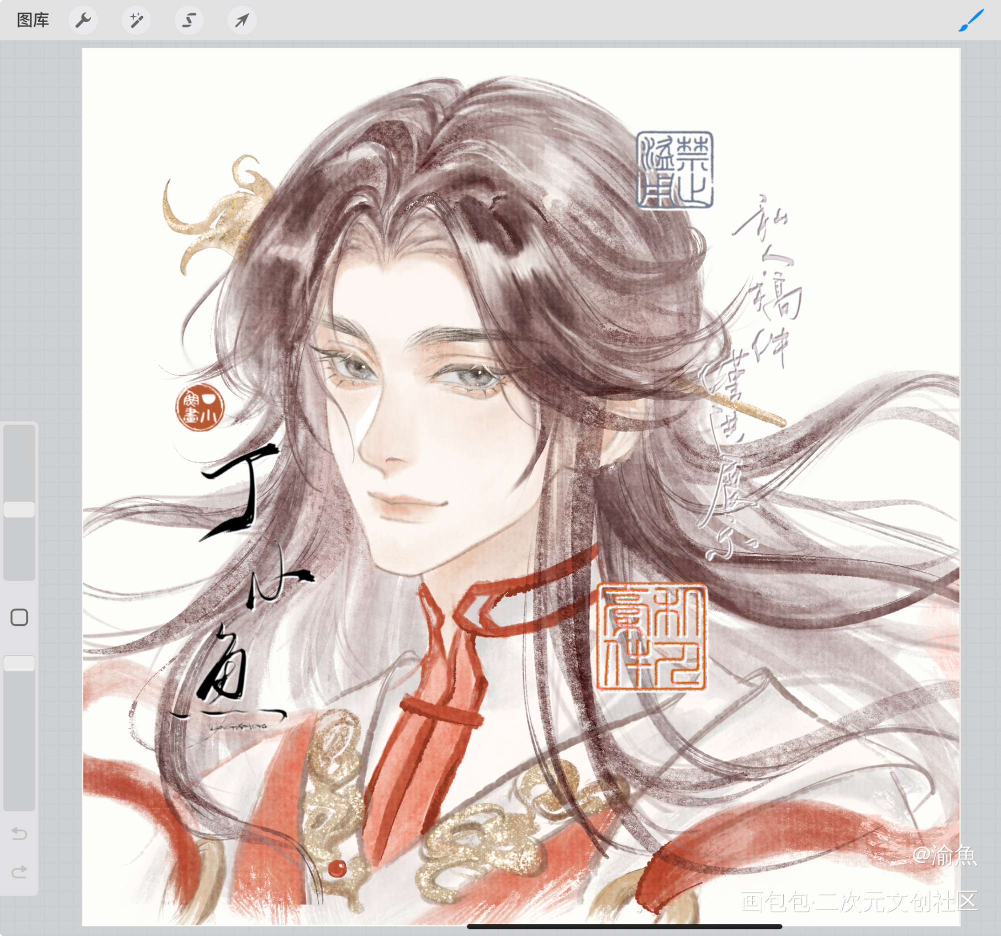 忘川风华录~周瑜~千年春照影_忘川风华录周瑜水墨头像稿子接稿付费委托稿件策瑜绘画作品