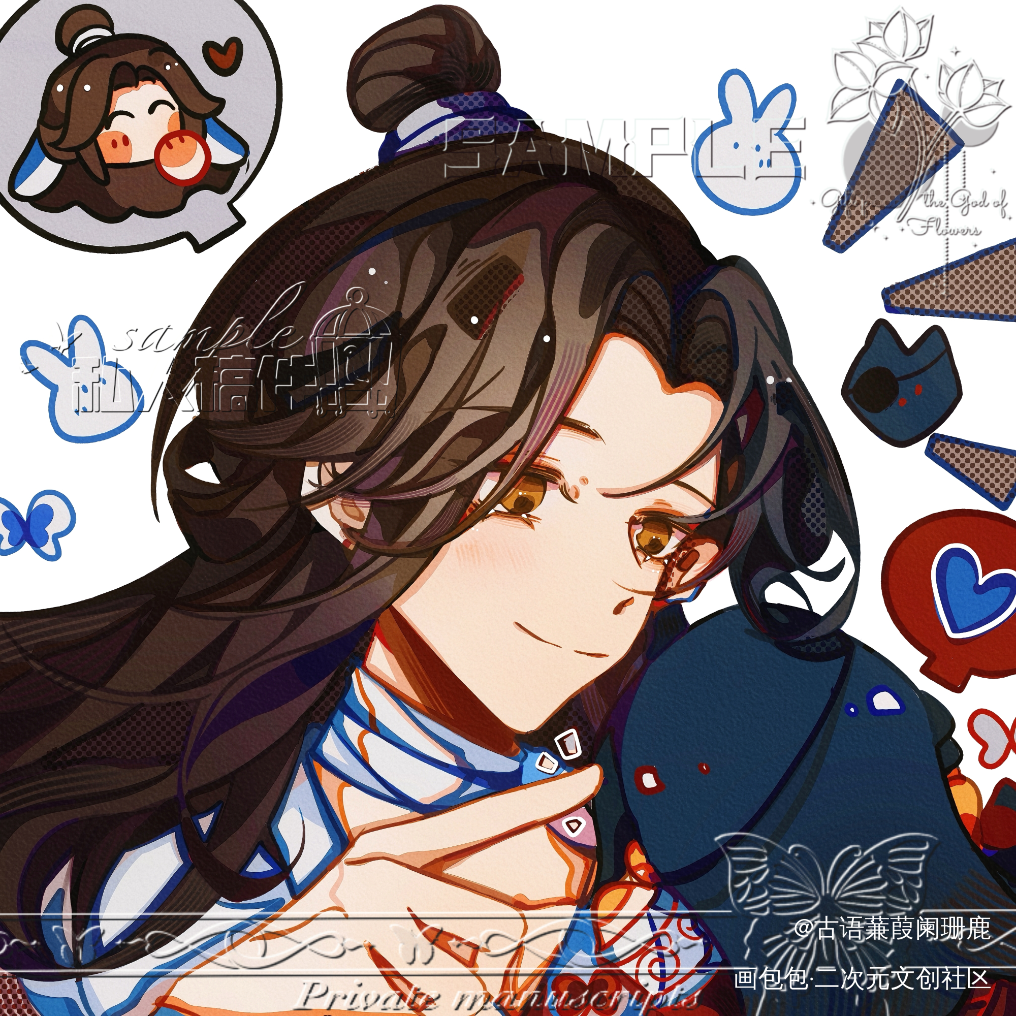 戳戳～(￣▽￣～)~_画包包天官赐福花城·天官赐福谢怜·天官赐福Q版绘画作品