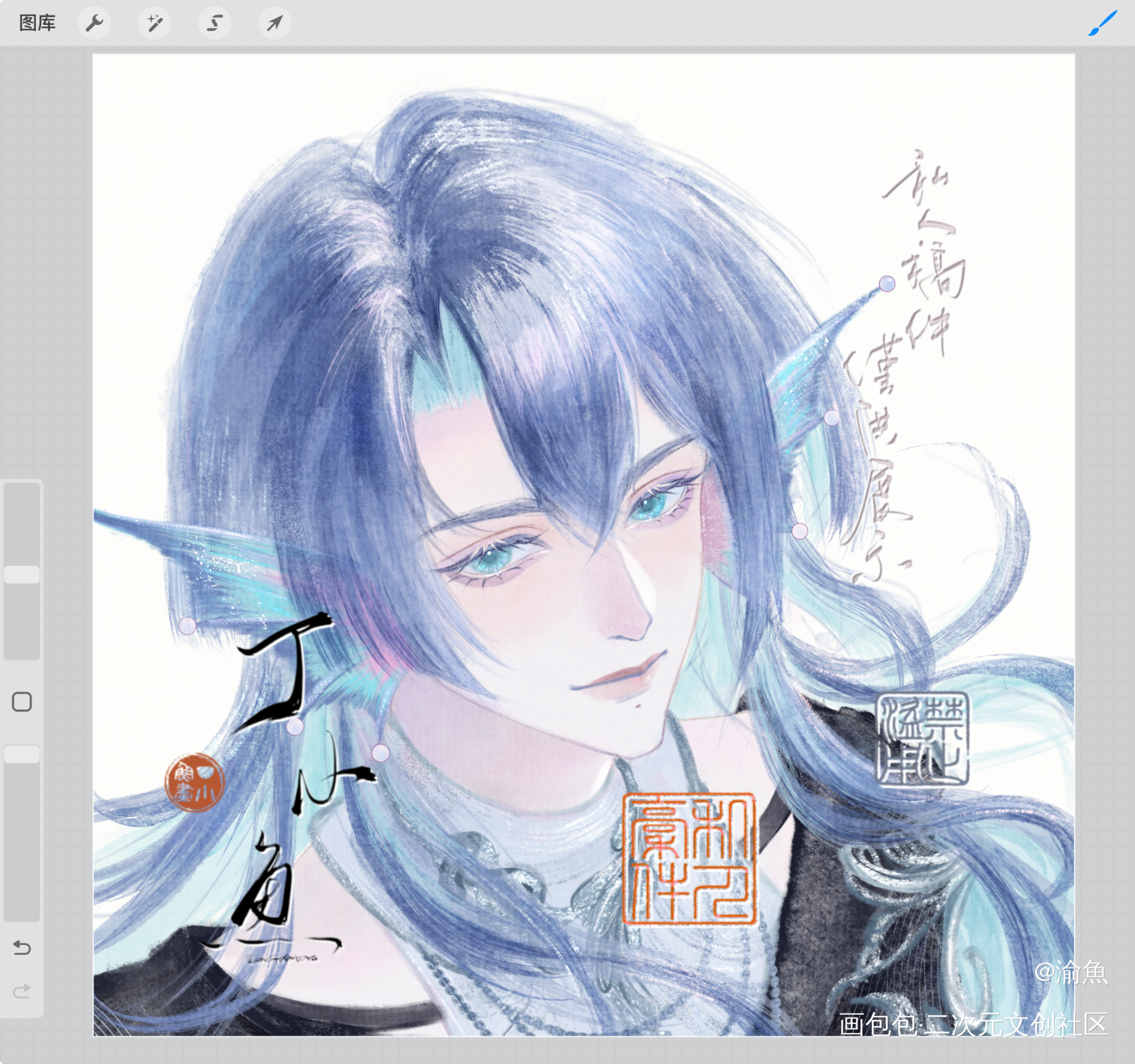 展麟_水墨稿件展示付费委托画画稿摸鱼绘画作品