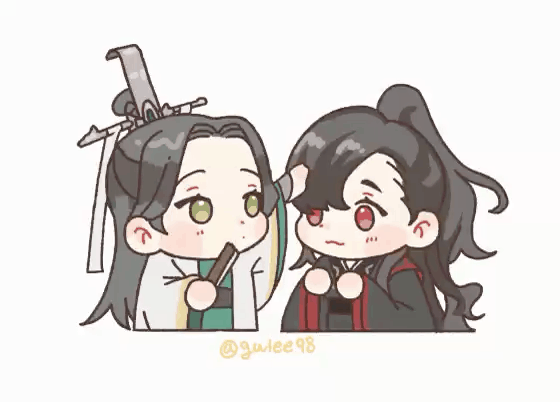 摸摸小狗头，万事不用愁_人渣反派自救系统天官赐福魔道祖师花城·天官赐福谢怜·天官赐福洛冰河·人渣反派自救系统沈清秋·人渣反派自救系统蓝忘机·魔道祖师魏无羡·魔道祖师可爱Q版绘画作品
