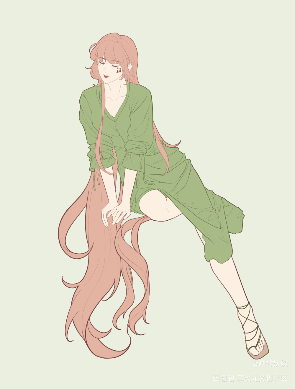 洛拉常服_洛拉•比顿人物练习平涂日系摸鱼oc绘画作品
