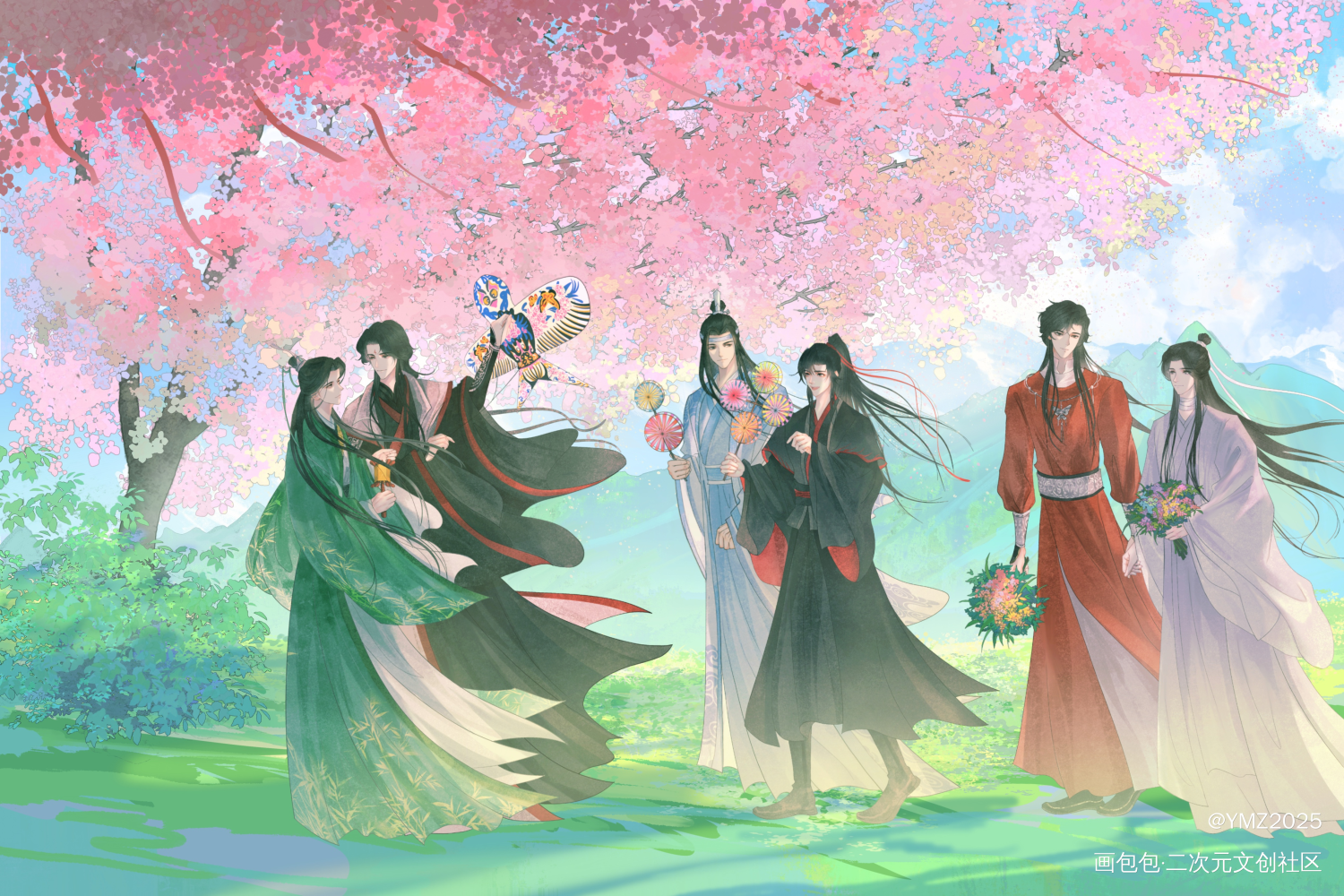墨家全家福_人渣反派自救系统天官赐福魔道祖师绘画作品