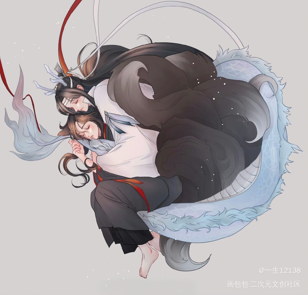 相拥_魔道祖师蓝忘机·魔道祖师魏无羡·魔道祖师绘画作品