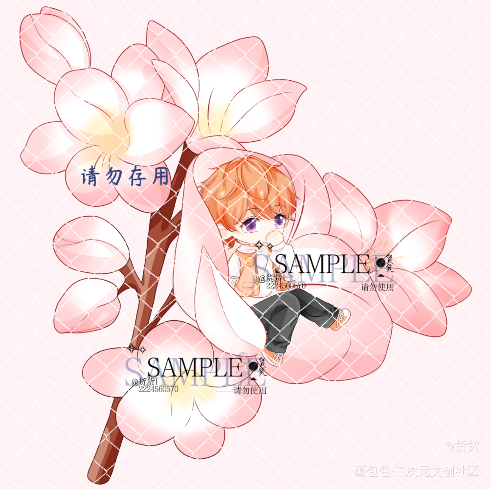 _摸鱼页可爱Q版绘画作品