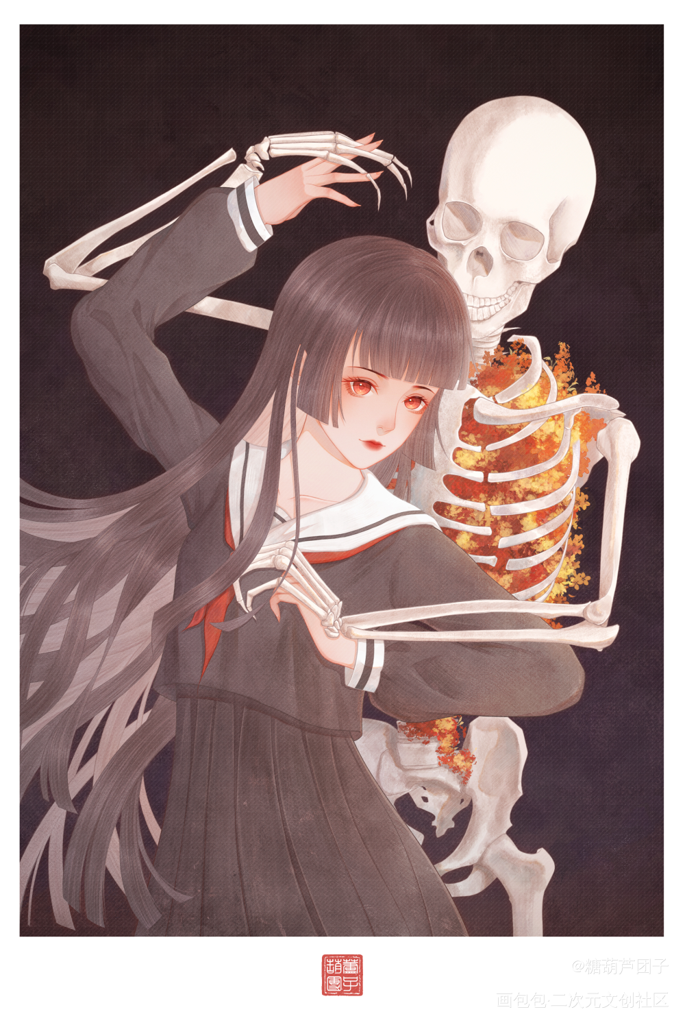 阎魔爱_地狱少女阎魔爱板绘绘画作品
