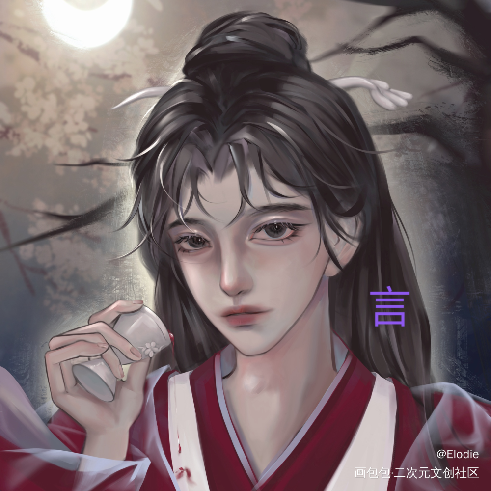 红衣古风美男_古风板写绘画作品