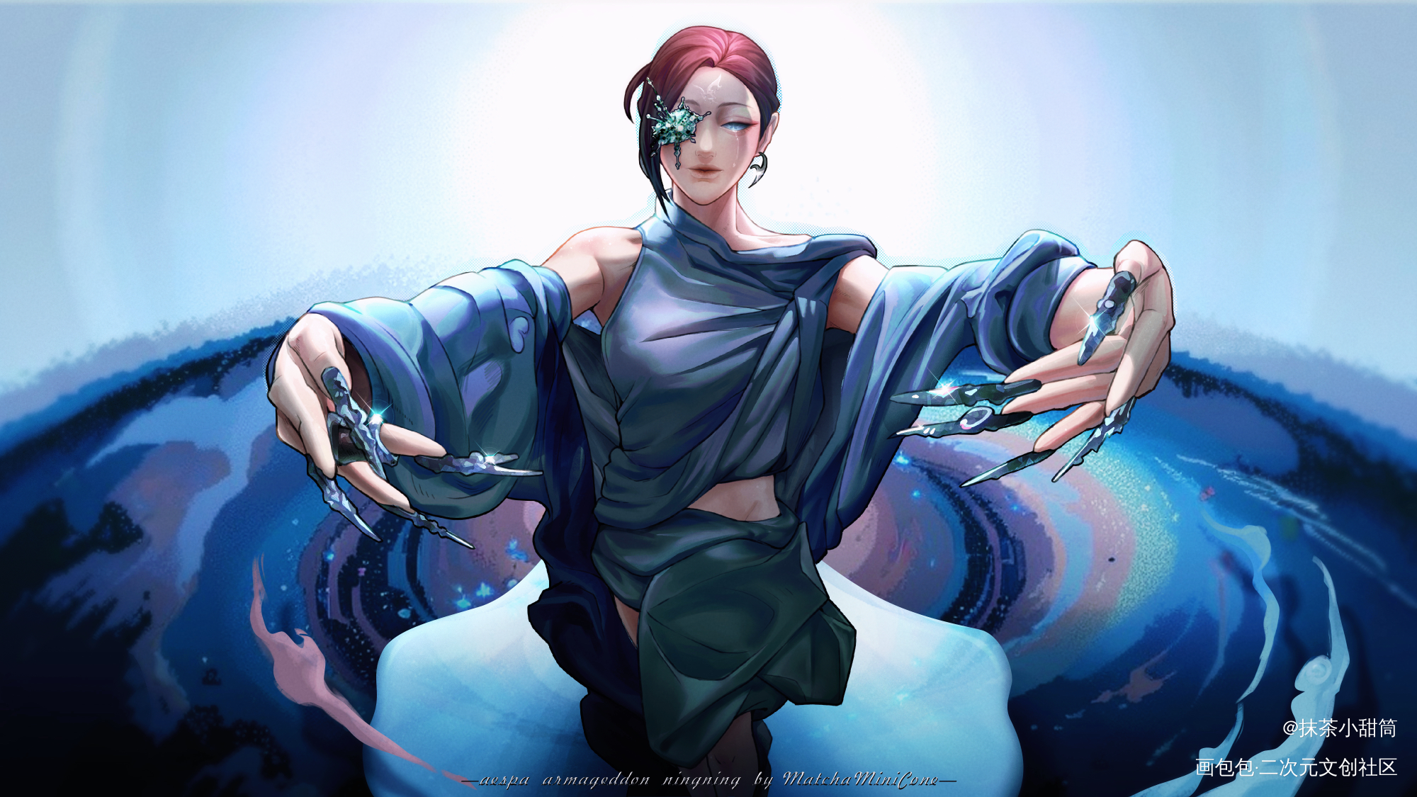 美神降临_宁艺卓aespa绘画作品
