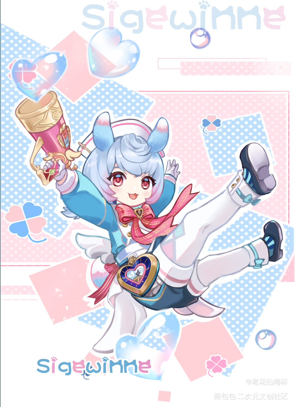 吹泡泡_原神希格雯绘画作品