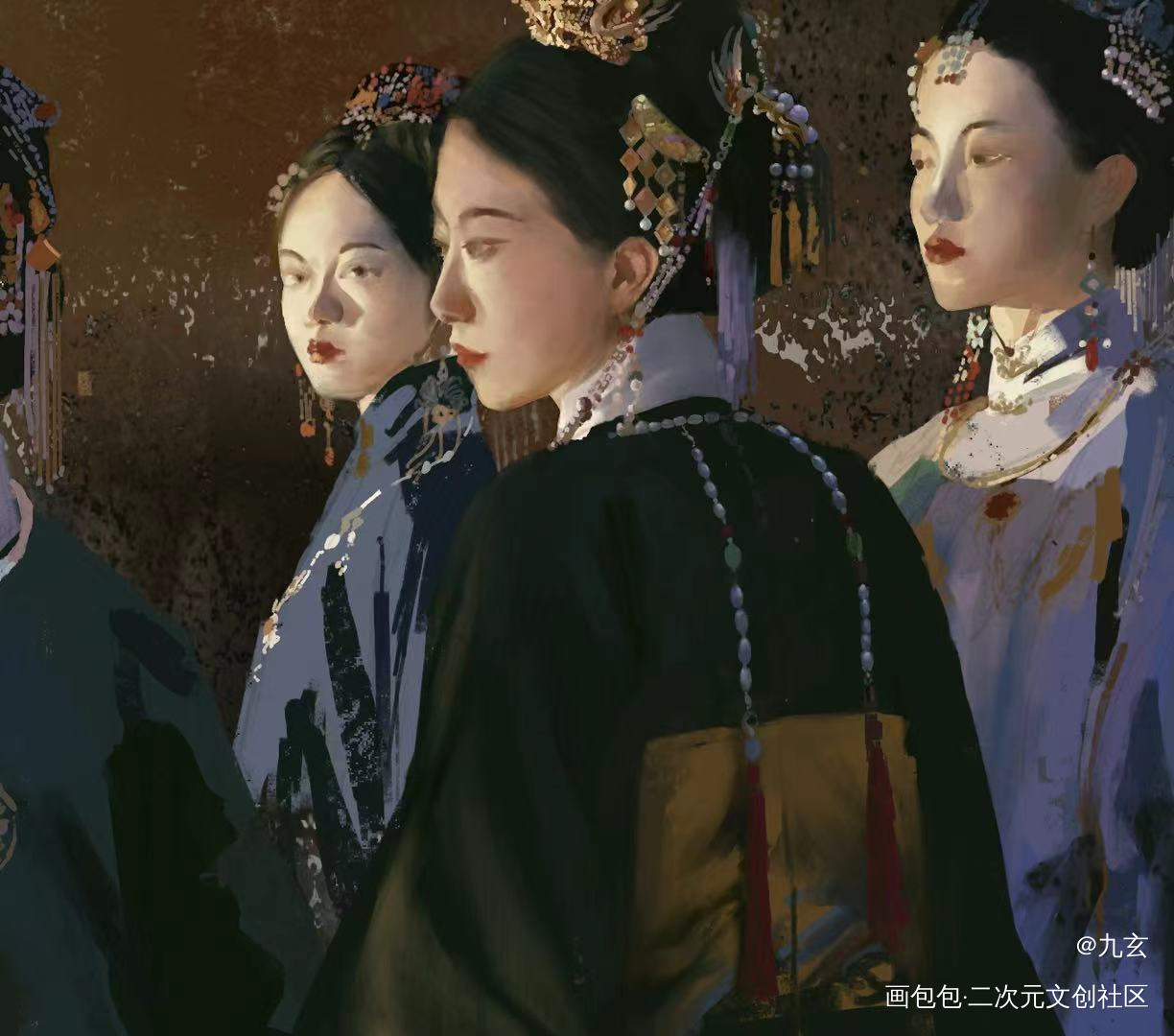 最近的群像练习_古风厚涂厚涂练习绘画作品