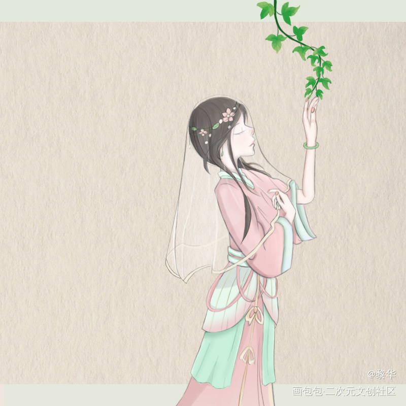荷花少女_板绘涂绘画作品