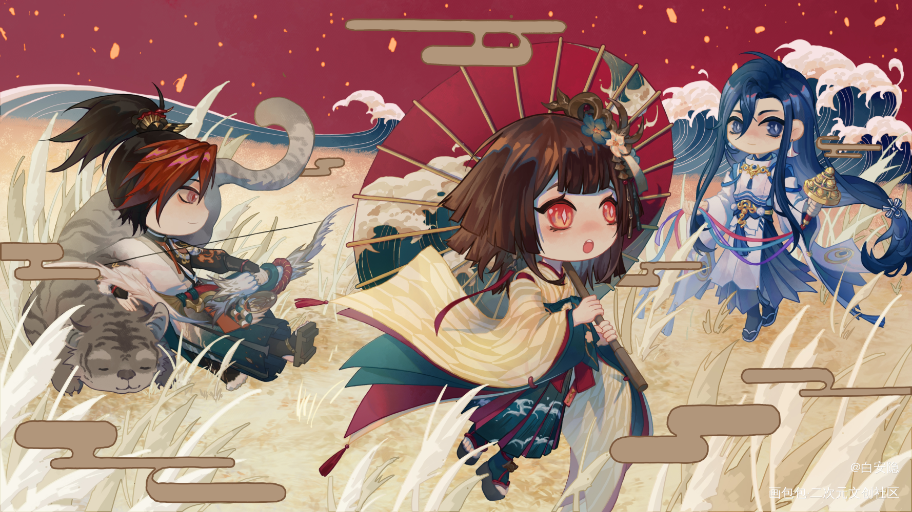 画了Q版插画_阴阳师平涂日系Q版插画绘画作品