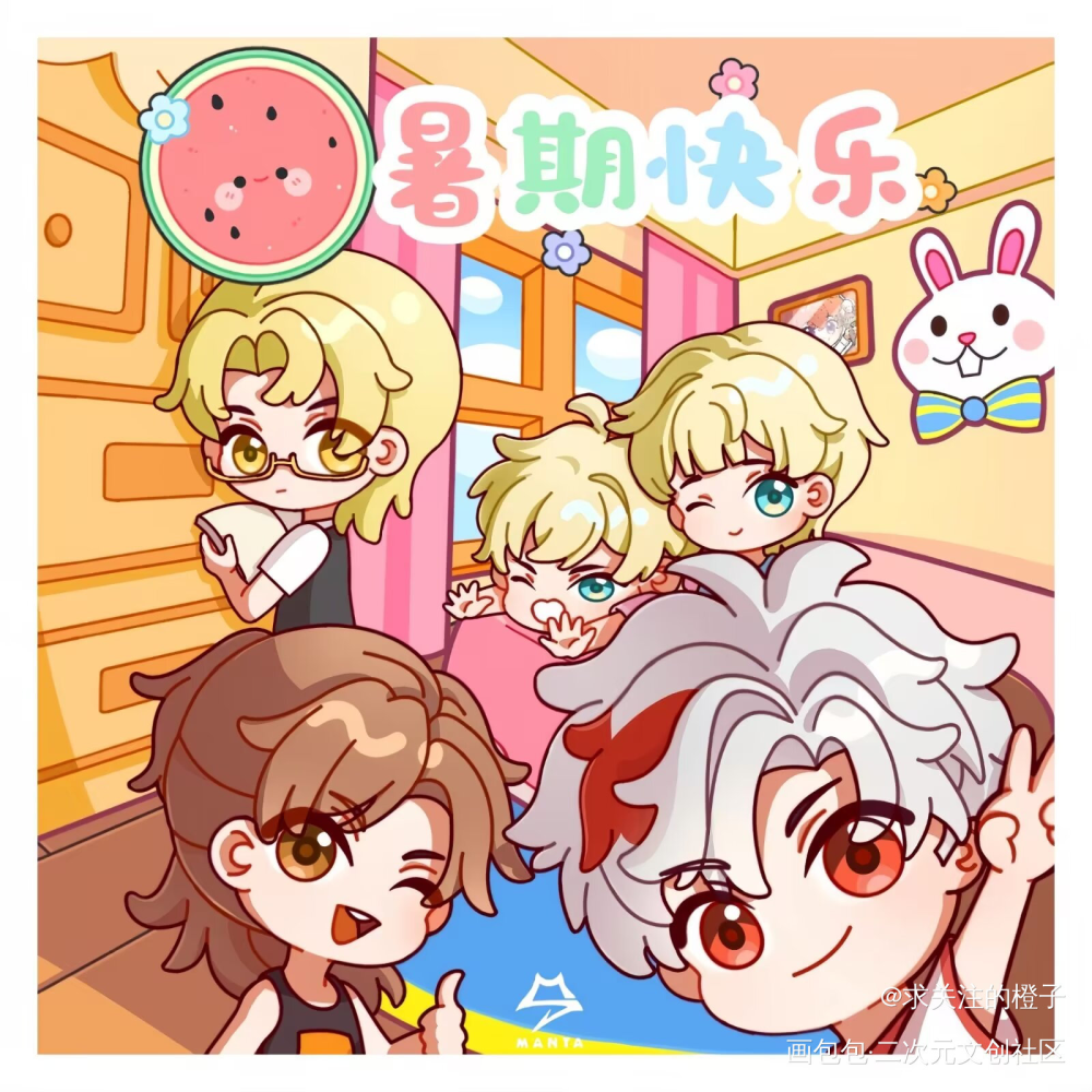 MANTA Q插_虚拟男团MANTA猫耳FM绘画作品
