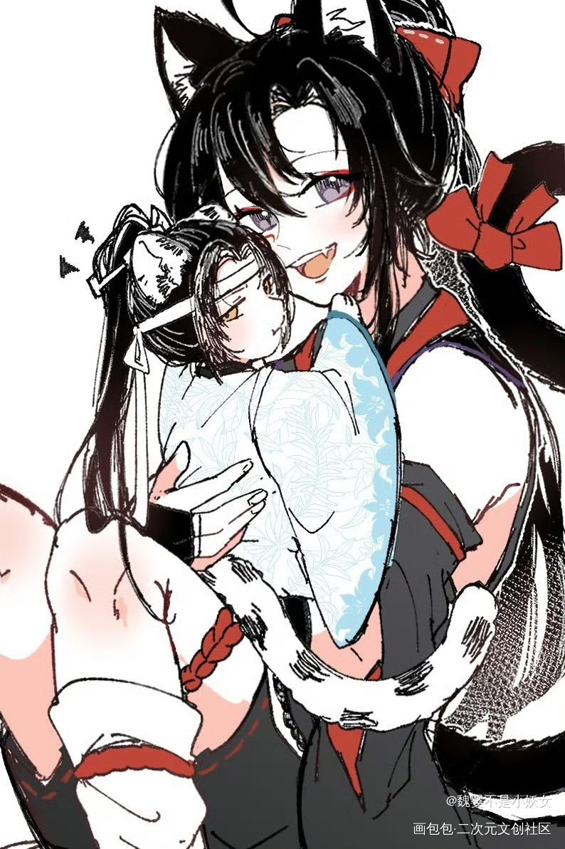 还是雪豹叽x黑猫羡_魔道祖师蓝忘机魏无羡绘画作品