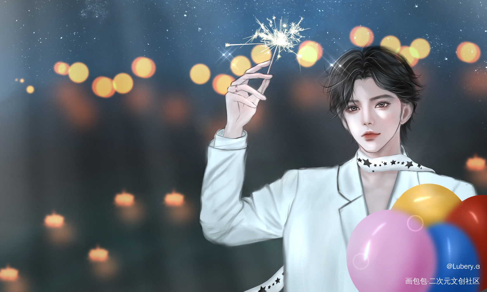 跟去年的配对的。_天官赐福谢怜·天官赐福绘画作品