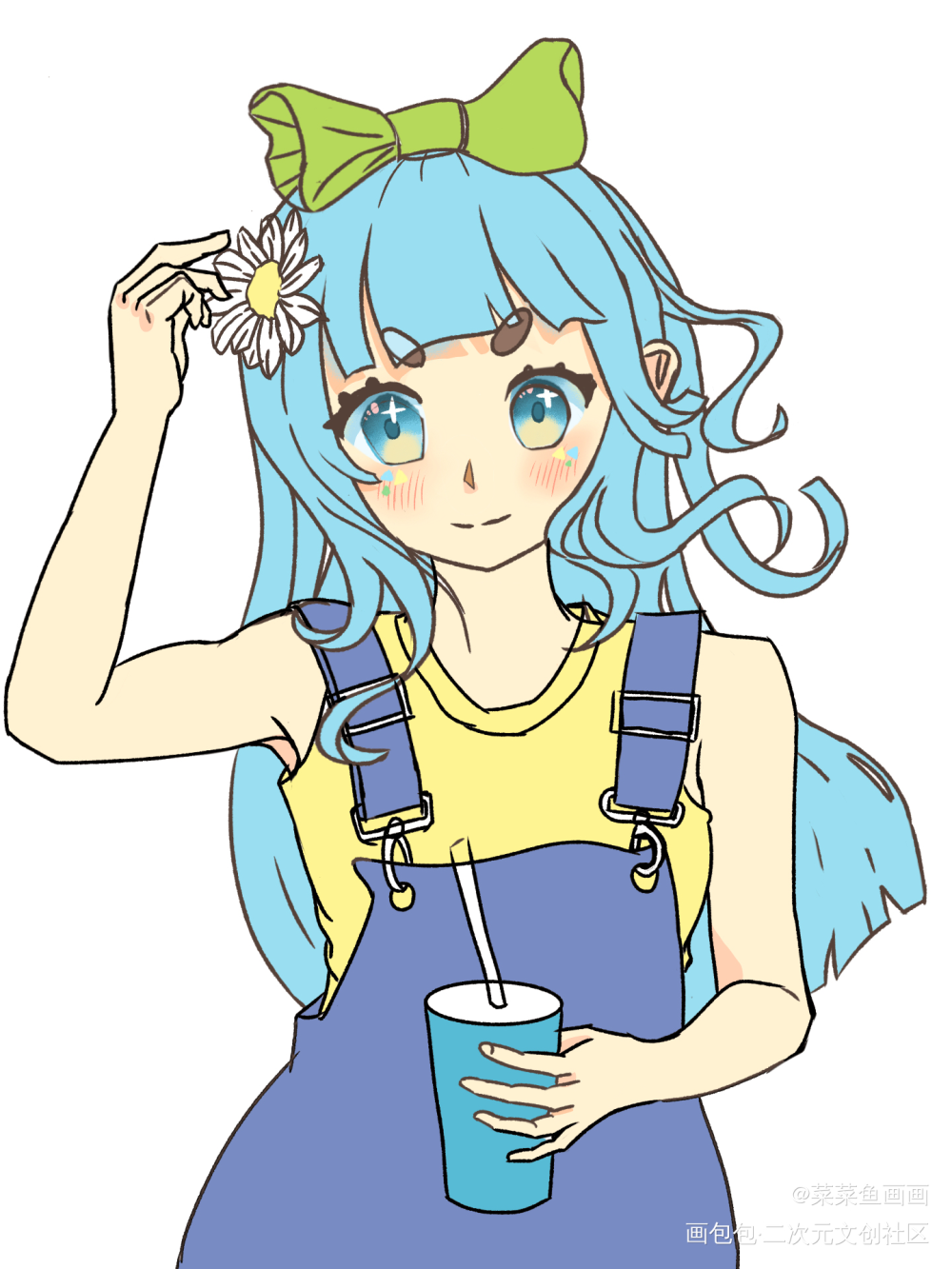 花田少女_写手可爱平涂绘画作品