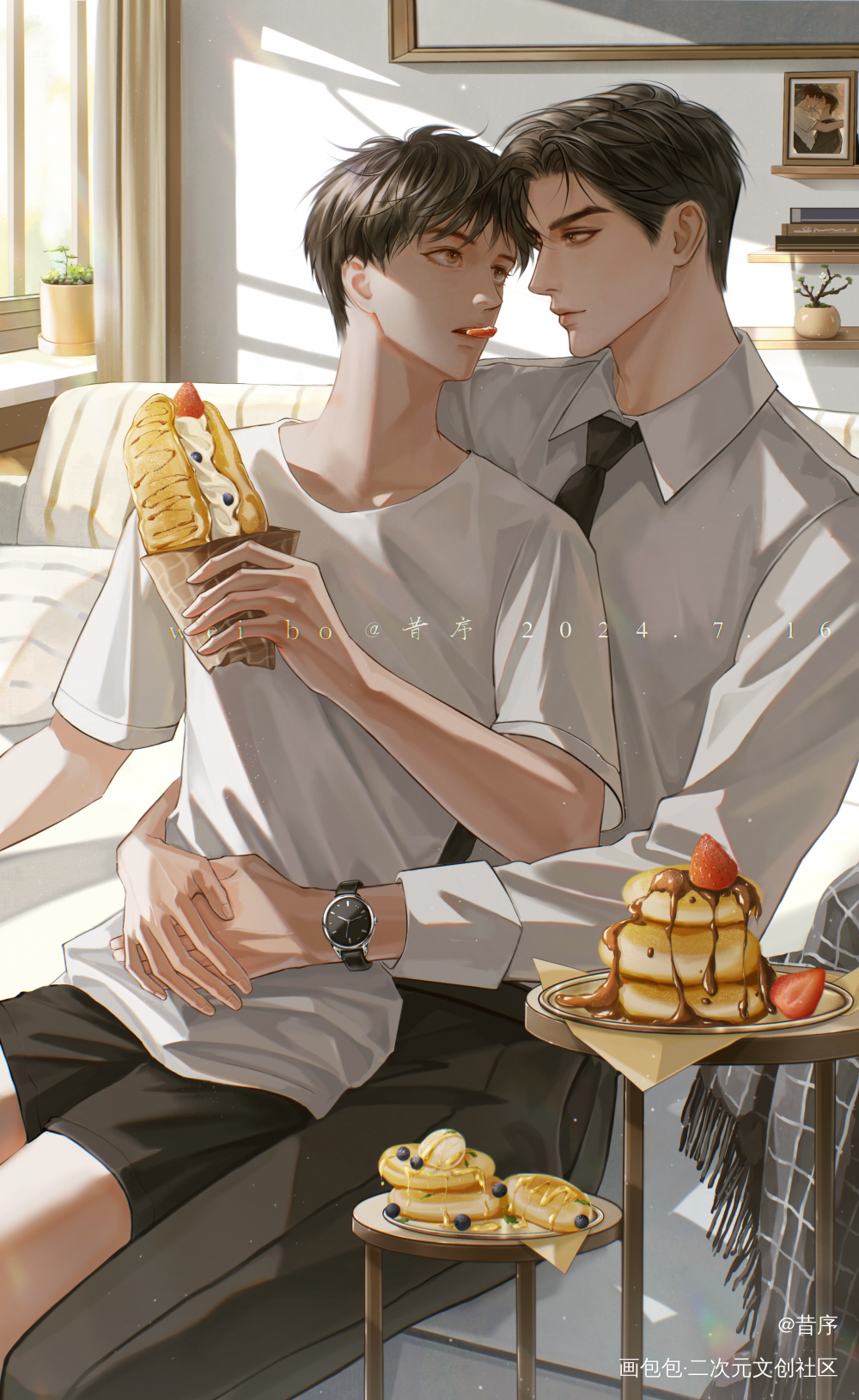 葱花鱼的点心时间_吞海葱花鱼绘画作品