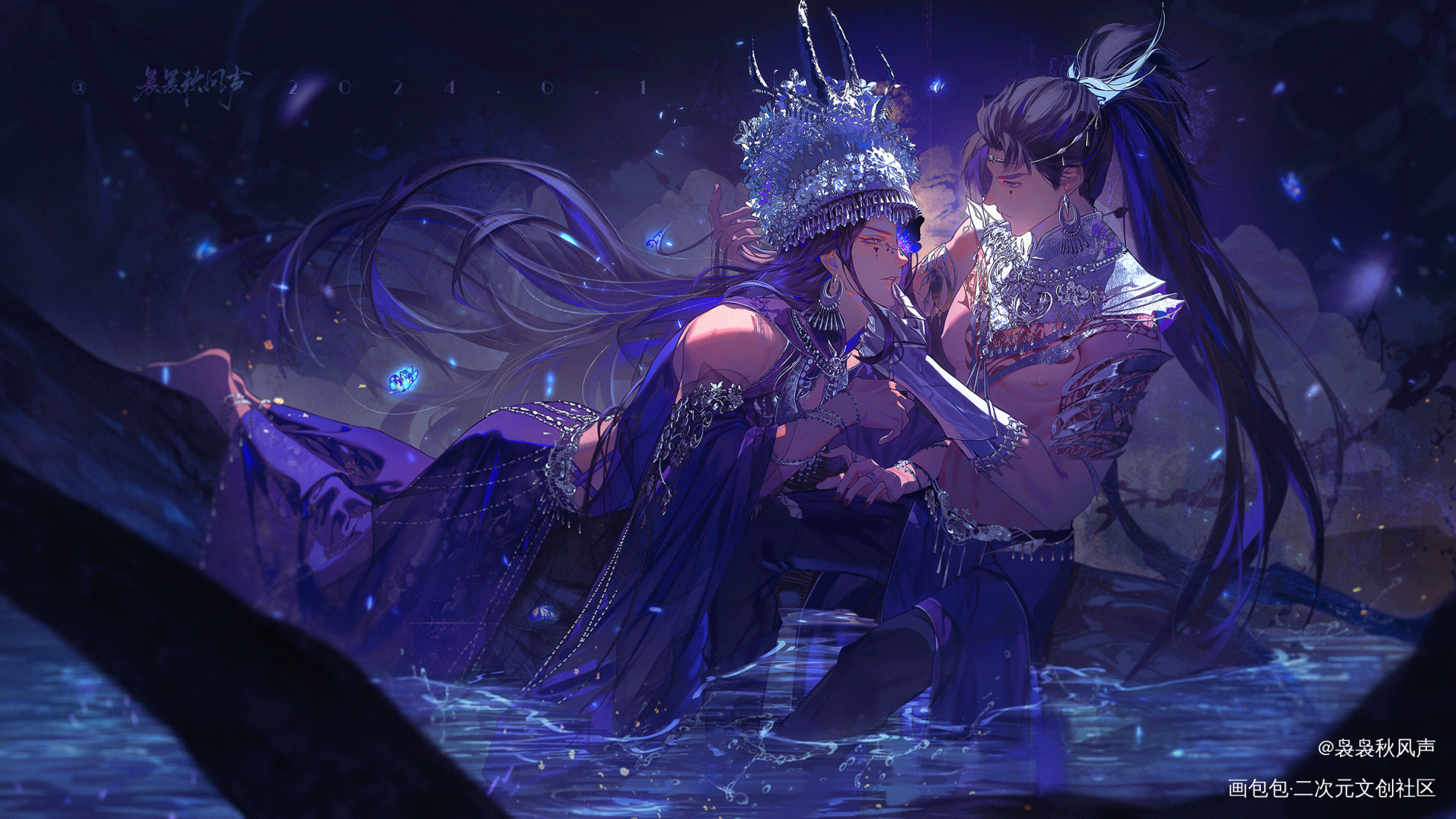 在水一方🦋_针锋对决绘画作品
