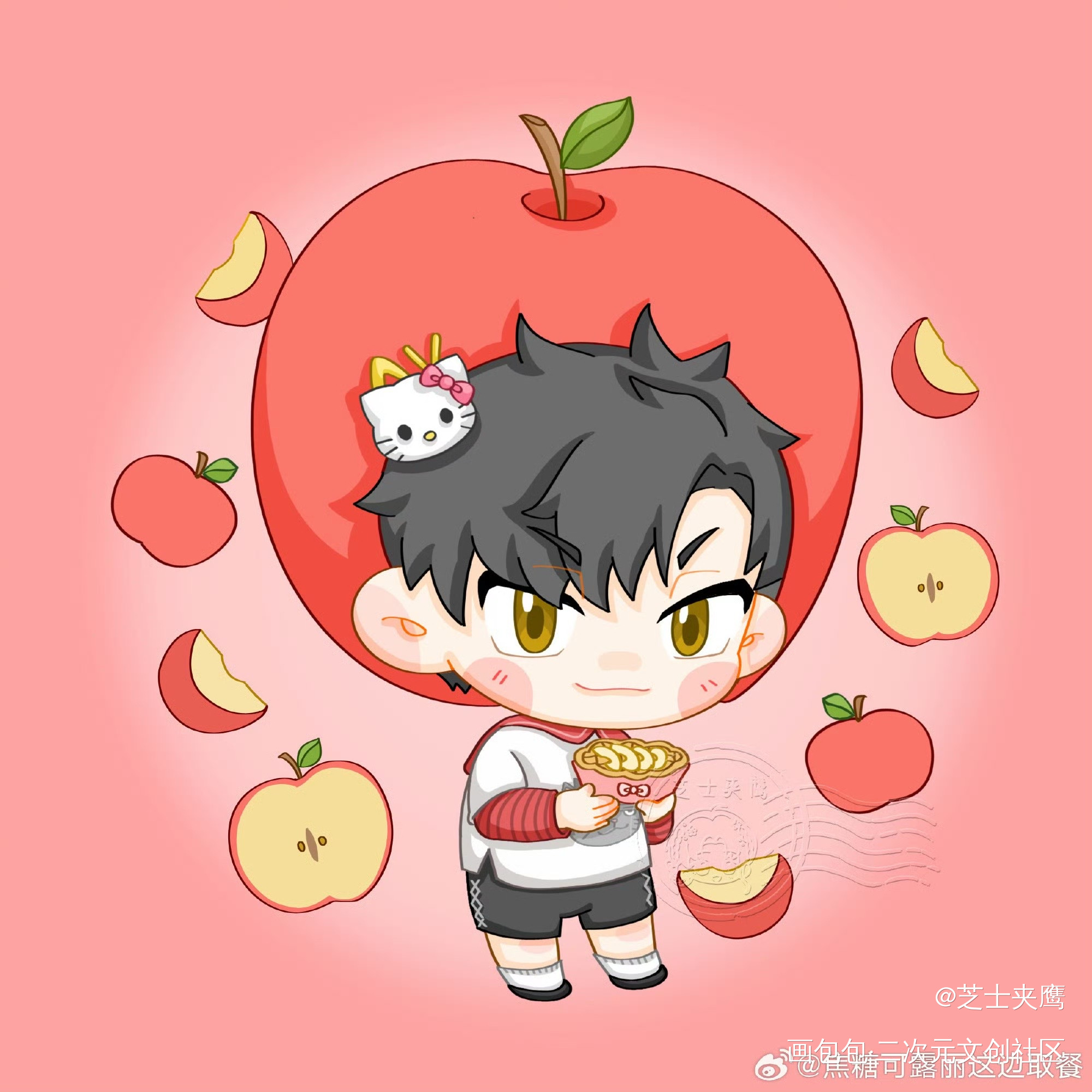 再吃点水果_排球少年黑尾铁朗孤爪研磨黑研绘画作品