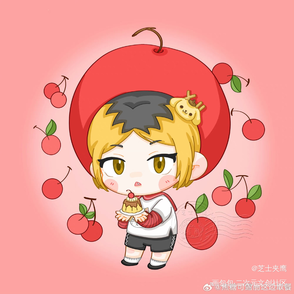 再吃点水果_排球少年黑尾铁朗孤爪研磨黑研绘画作品