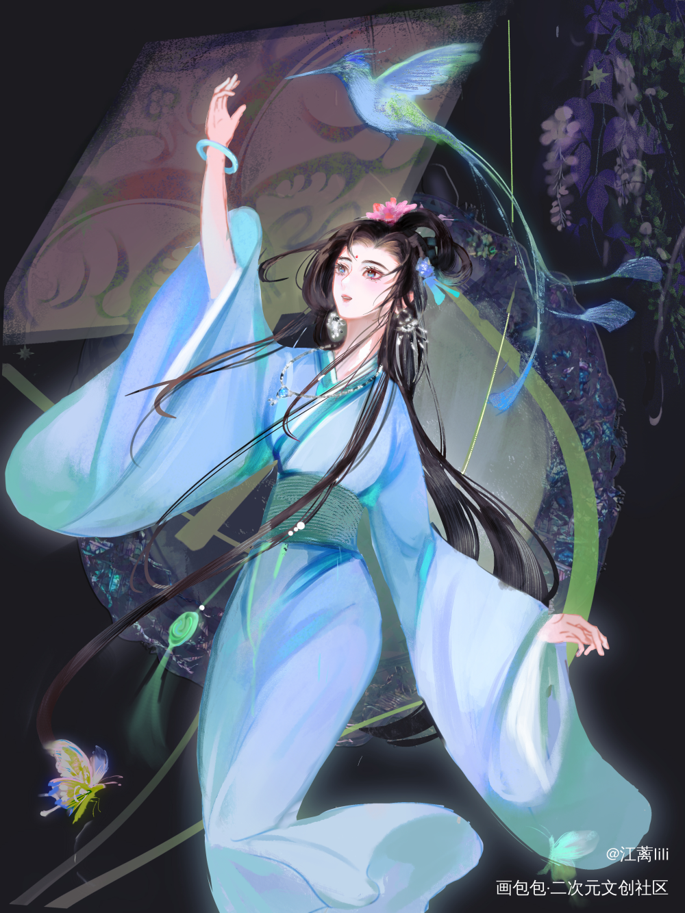 丹唇外朗，皓齿内鲜。画了古风小美人_绘画绘画作品