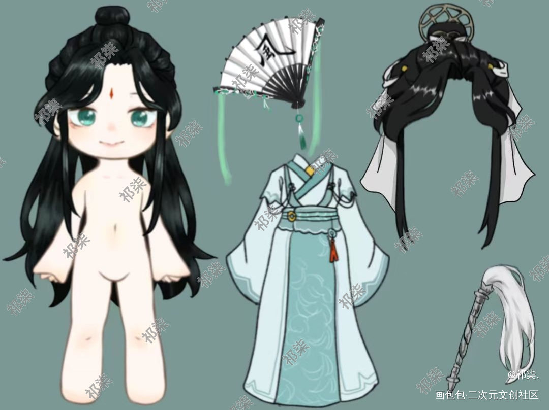 _天官赐福双玄师青玄绘画作品