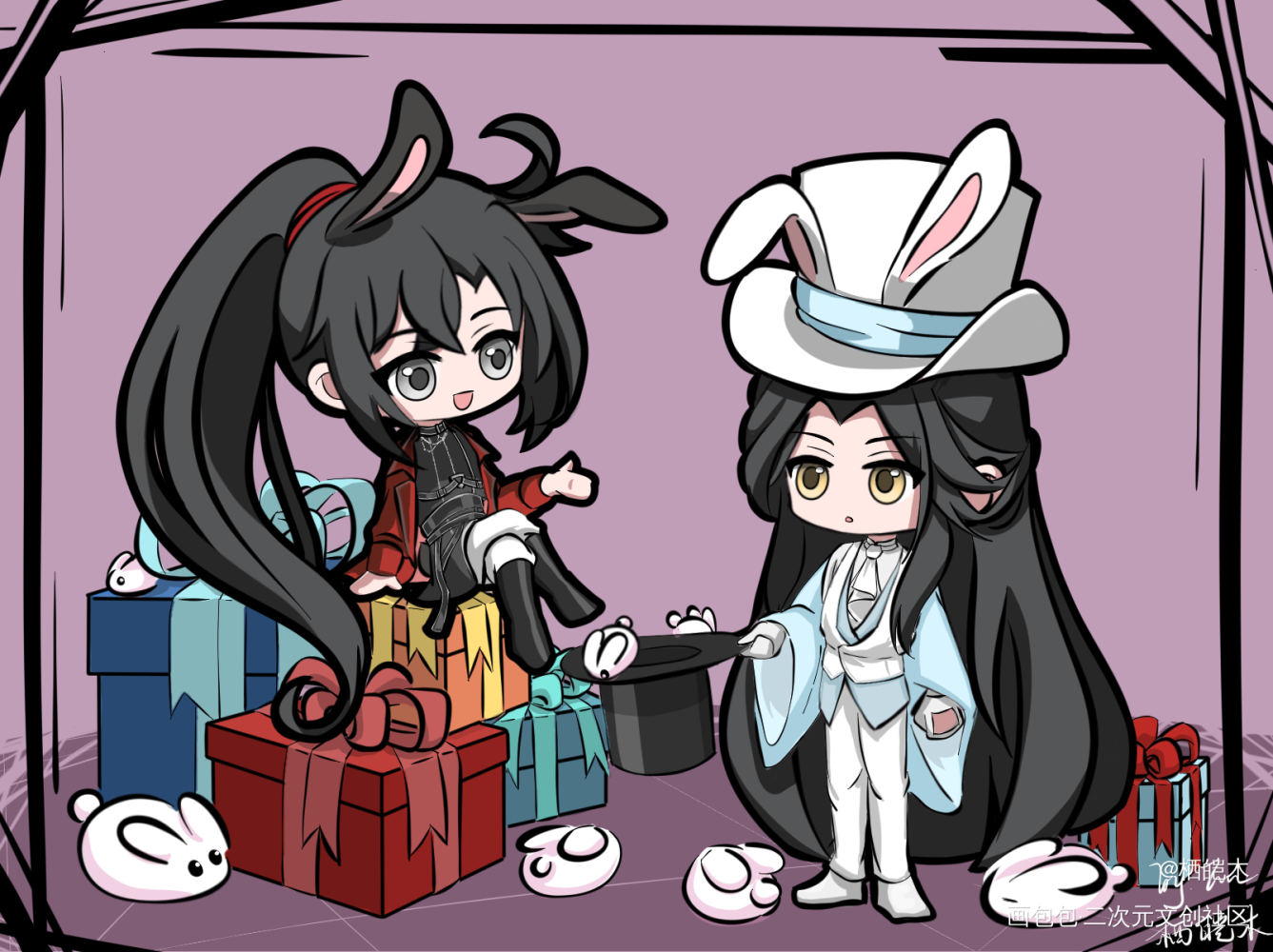 《兔子派对》_魔道祖师忘羡蓝忘机·魔道祖师魏无羡·魔道祖师绘画作品