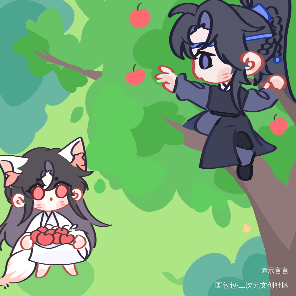 小狼小狐出逃记_将进酒策舟绘画绘画作品