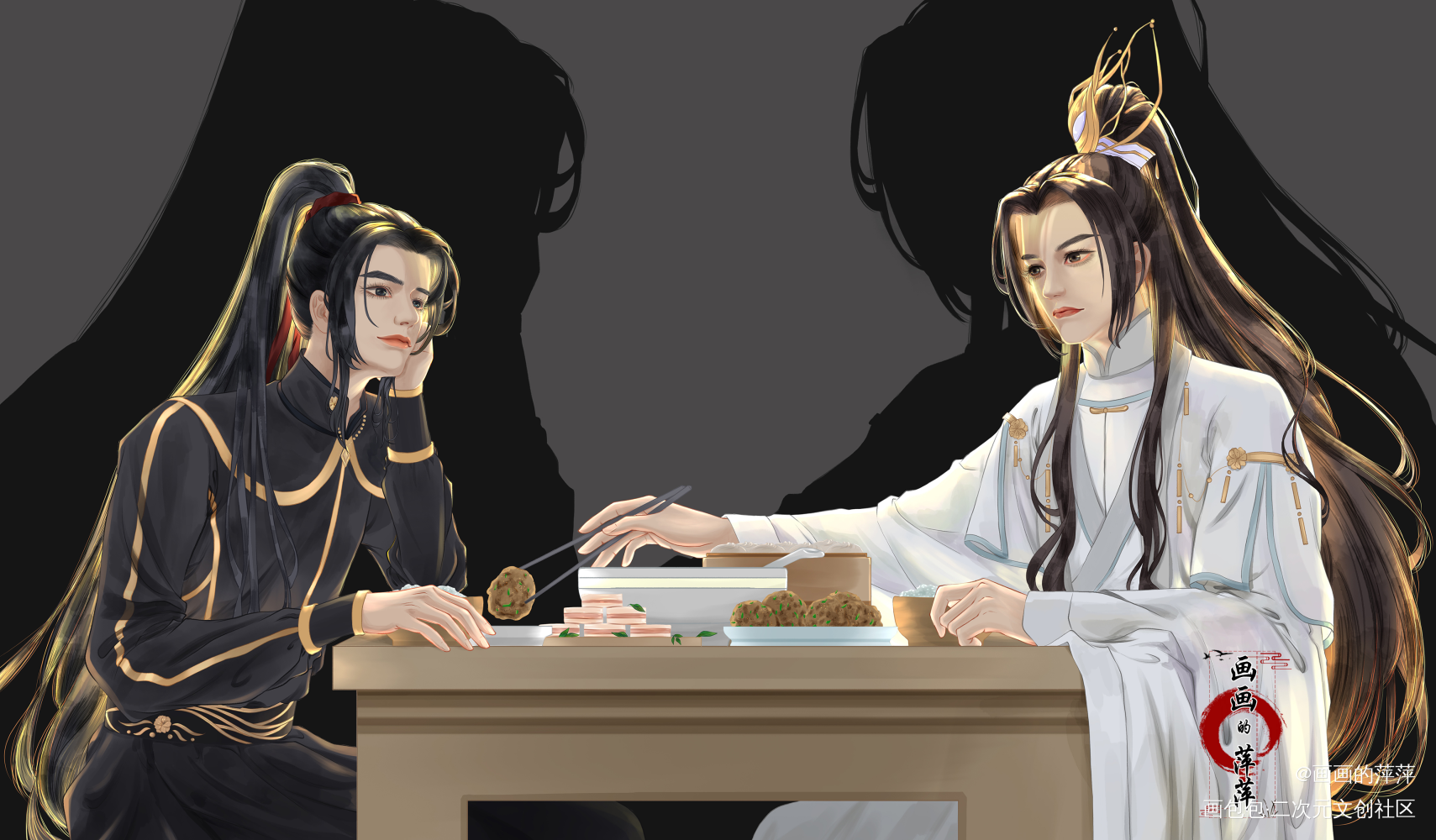 本座偷亲你，你也不知道_二哈和他的白猫师尊燃晚墨燃楚晚宁绘画作品