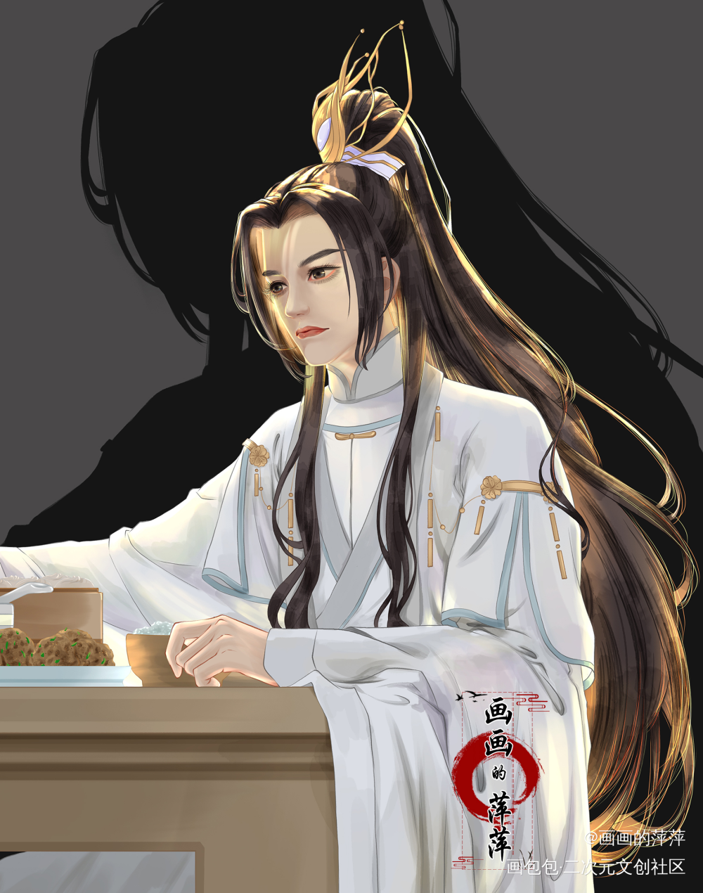 本座偷亲你，你也不知道_二哈和他的白猫师尊燃晚墨燃楚晚宁绘画作品