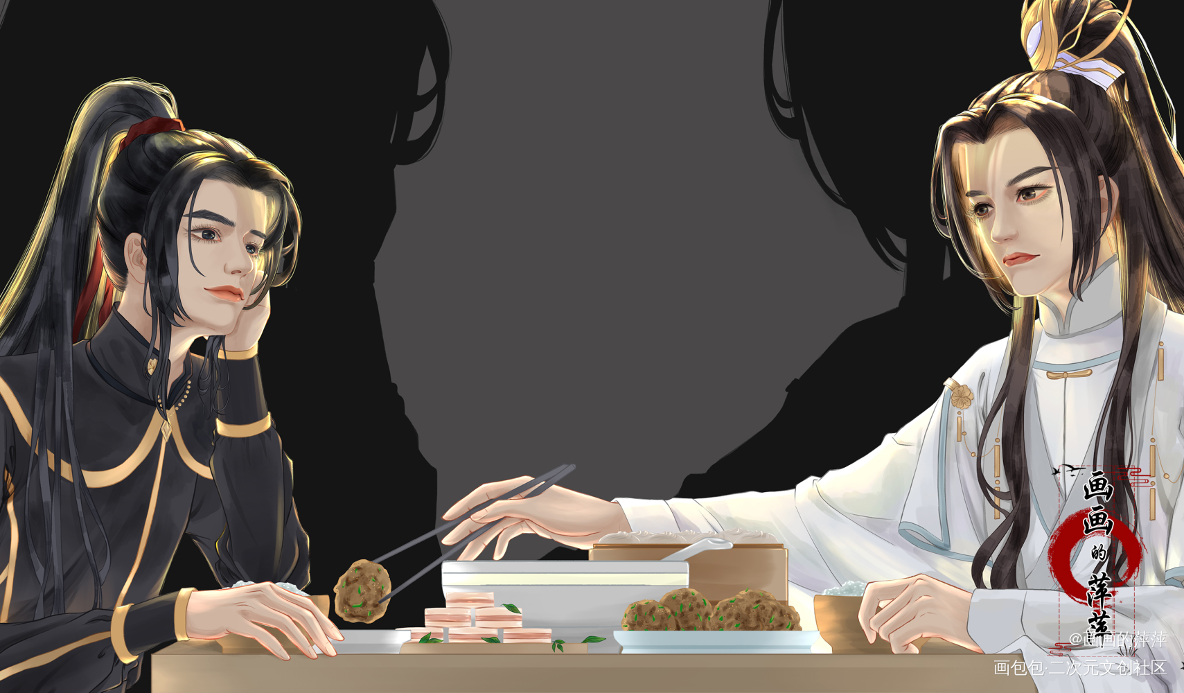 本座偷亲你，你也不知道_二哈和他的白猫师尊燃晚墨燃楚晚宁绘画作品