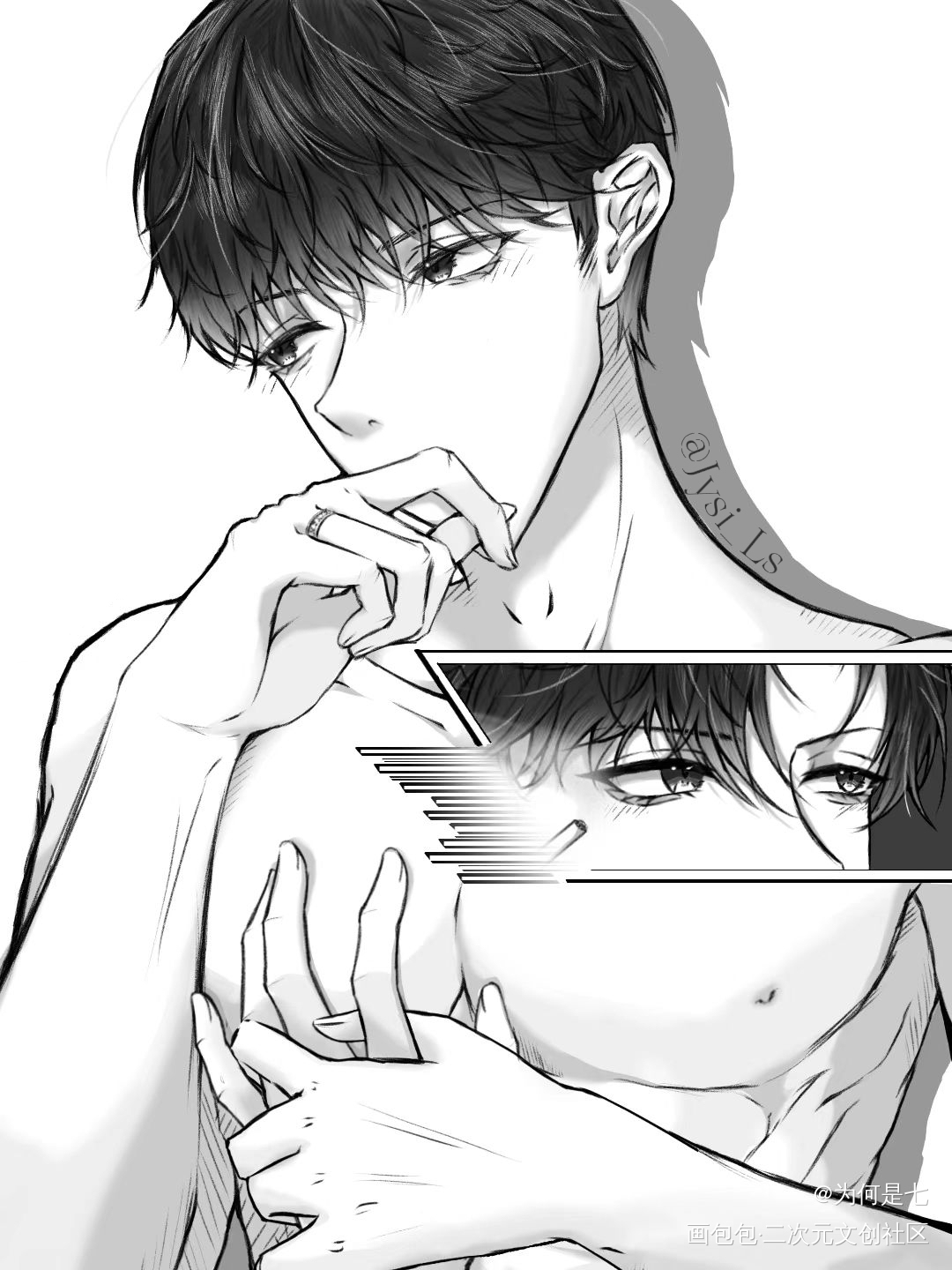 _188男团黑白简笔绘画作品