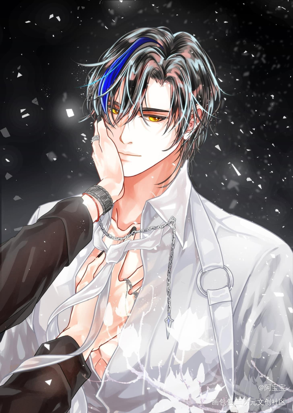 現代忘羨_魔道祖师蓝忘机魏无羡忘羨绘画作品
