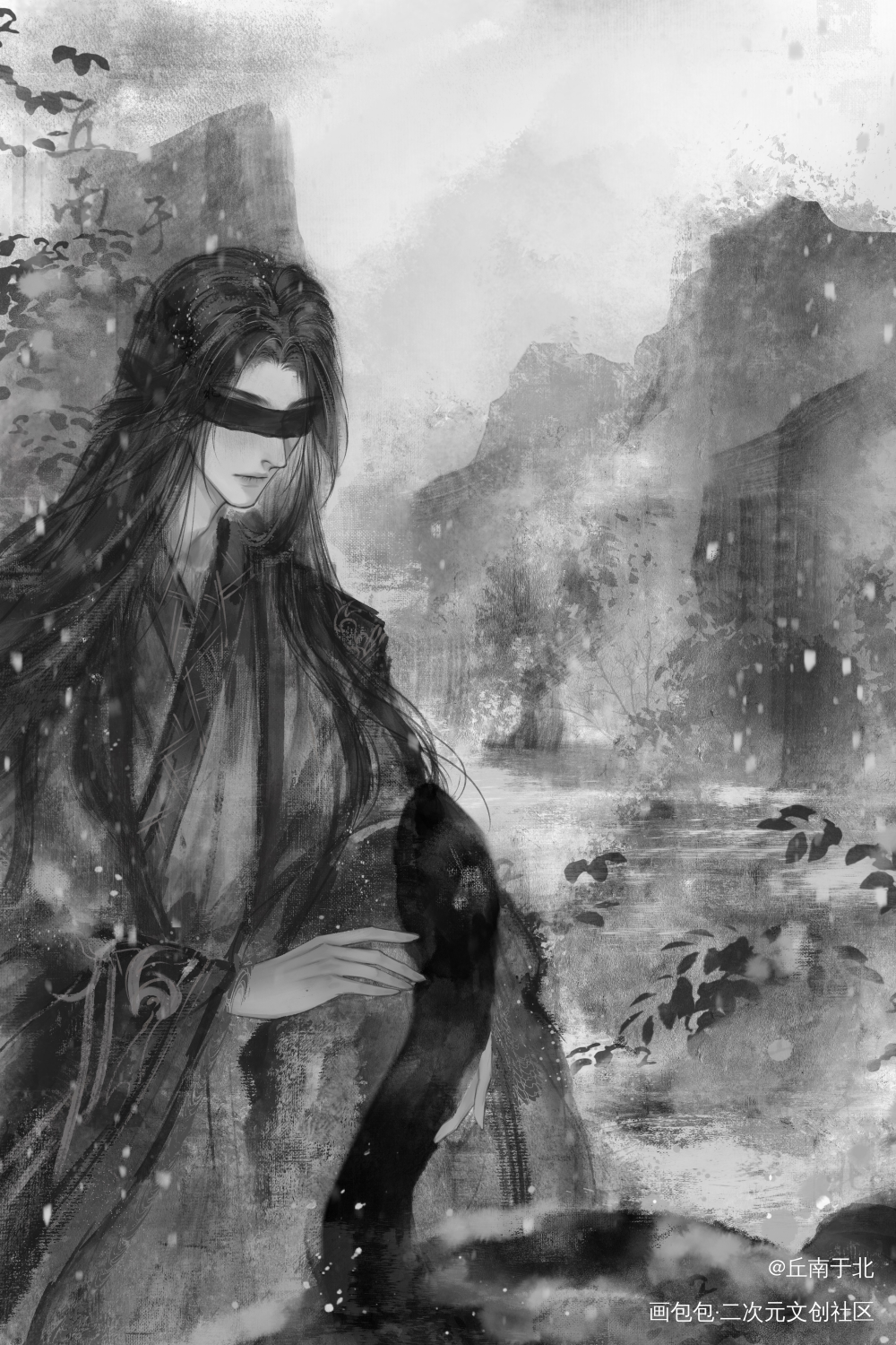 忍冬_水墨丘南于北ococ绘画作品