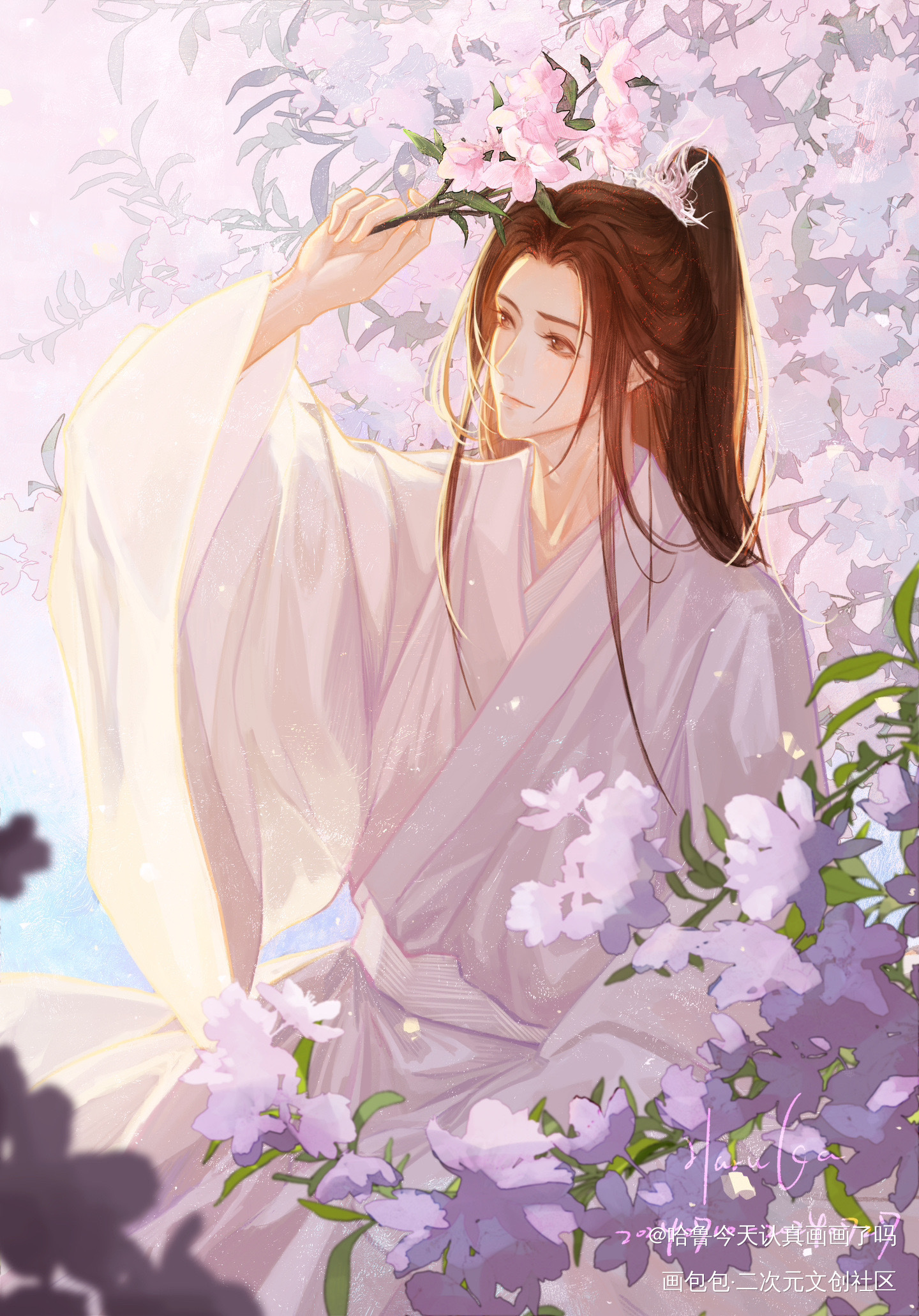 少年心性疏狂爱恨一场，你端坐中央。_二哈和他的白猫师尊燃晚楚晚宁绘画作品