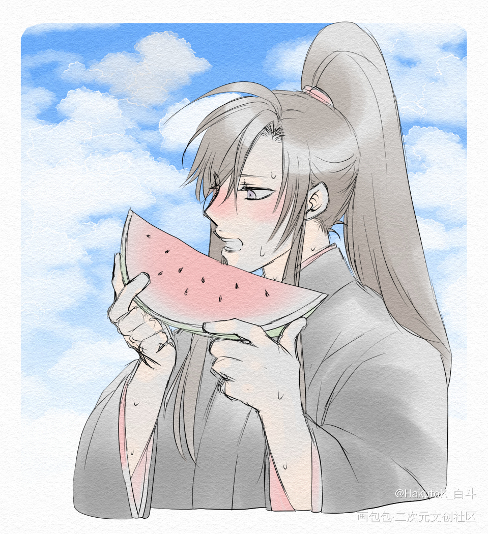吃西瓜_魔道祖师绘画作品