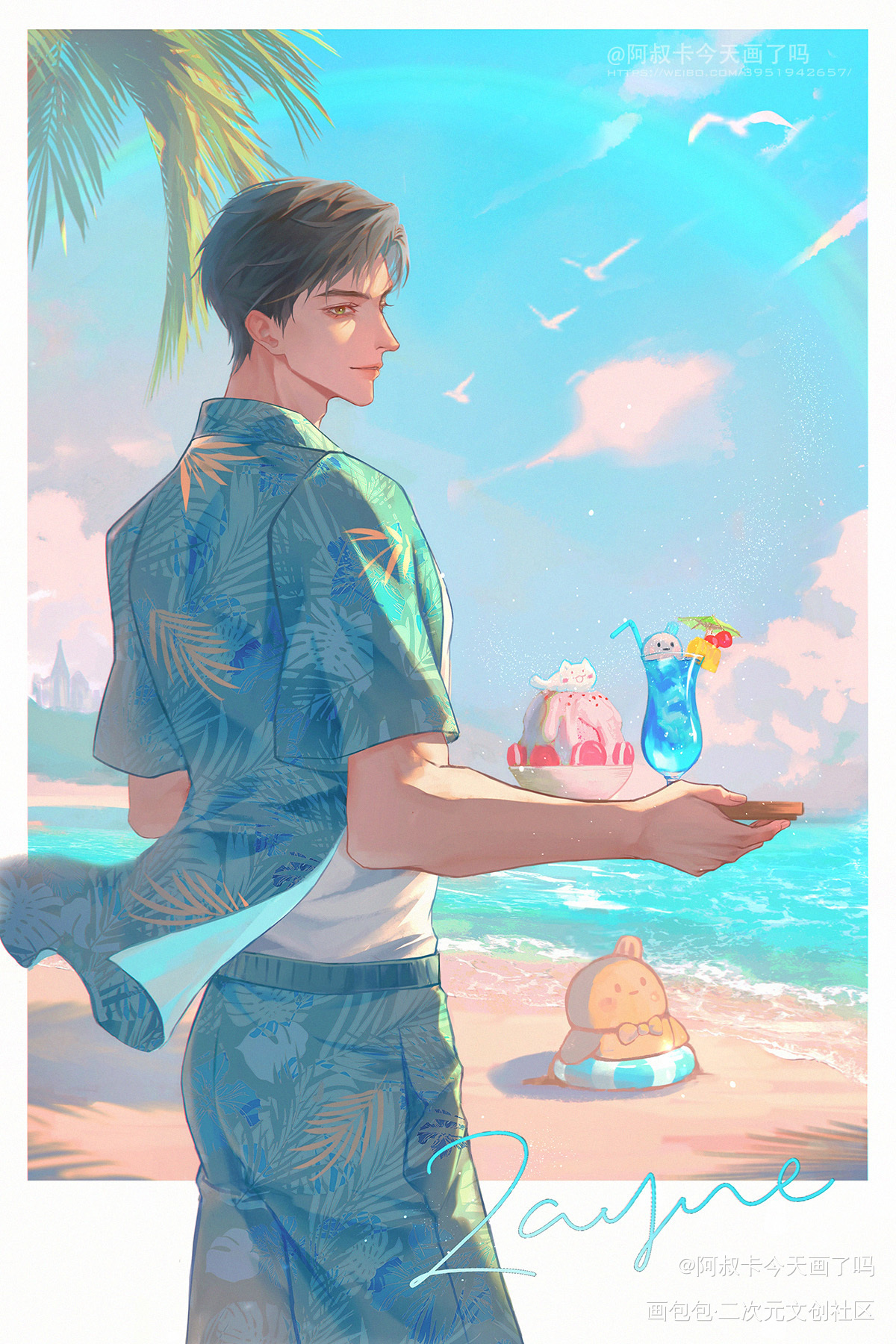 深空男团海岛团建_恋与深空秦彻恋与深空祁煜夏以昼黎深沈星回绘画作品