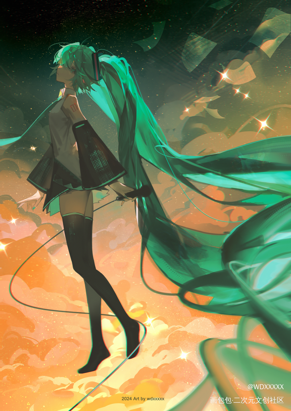 空中少女_初音未来初音插画同人绘画作品